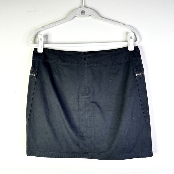 Kenneth Cole Skirt Women 8 Black Mini Zipper Pockets Athleisure Cute Goth Boho - Picture 2 of 7